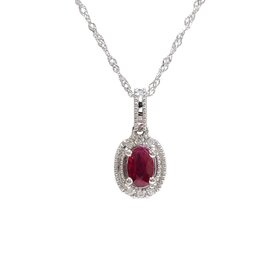 GBC (R) 14KW .29CT RUBY .03CT DIA HALO PENDANT
