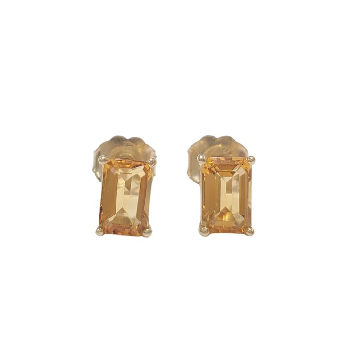 PARAGON COUTURE (R) 14K 1.25CT CITRINE EMERALD CUT STUDS
