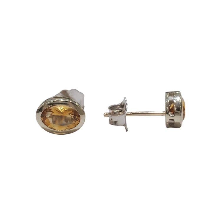 PARAGON COUTURE (R) 14K 1.25CT CITRINE BEZELED OVAL CUT STUDS