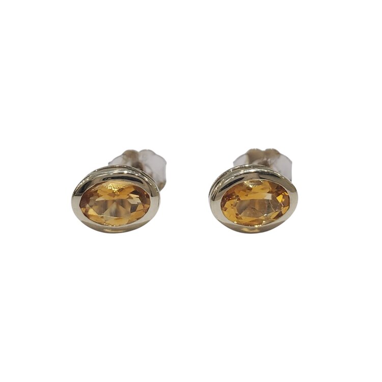 PARAGON COUTURE (R) 14K 1.25CT CITRINE BEZELED OVAL CUT STUDS
