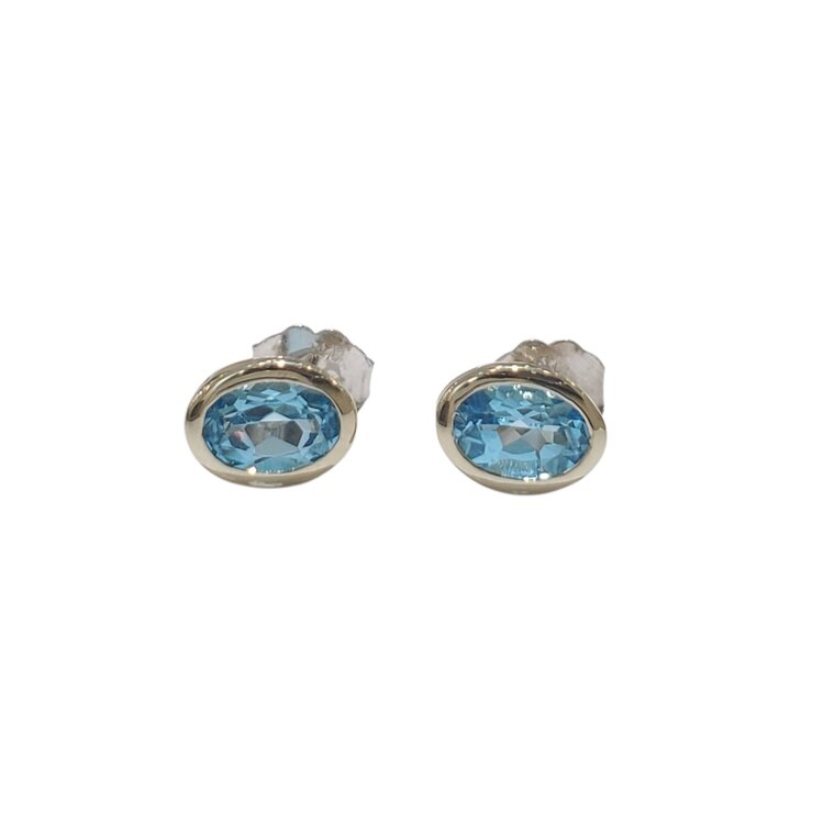 PARAGON COUTURE (R) 14K 1.15CT TOPAZ BEZELED OVAL CUT STUDS