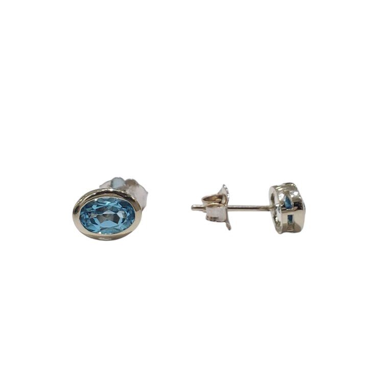 PARAGON COUTURE (R) 14K 1.15CT TOPAZ BEZELED OVAL CUT STUDS