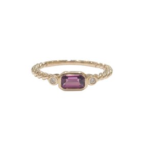 PARAGON COUTURE (R) 14K .50CT RHODOLITE .04TDW LADIES BEZELED DESIGN FASHION RING