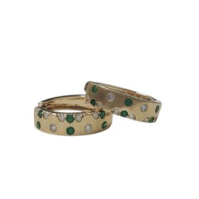 Daniels Jewels Art (R) 14KY .20CT EMERALD .20TDW HOOPS