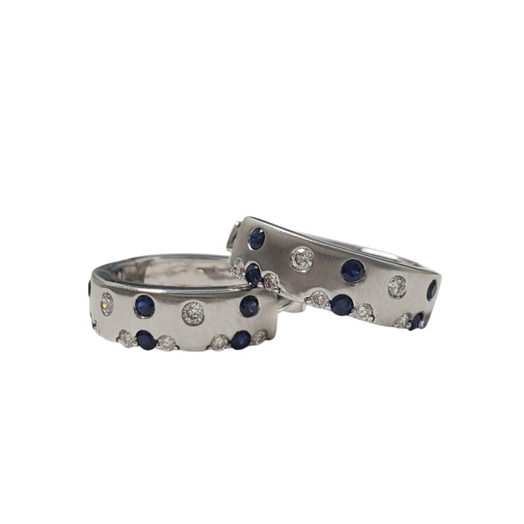 Daniels Jewels Art (R) 14K .25CT SAPPHIRE .20TDW HOOPS