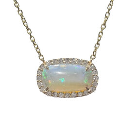 RK (X) 14KY 4.37CT AAA OPAL .51CT DIA VVS E 18IN CABLE CHAIN