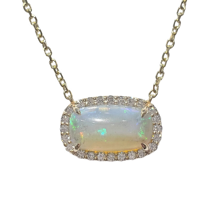 RK (X) 14KY 4.37CT AAA OPAL .51CT DIA VVS E 18IN CABLE CHAIN