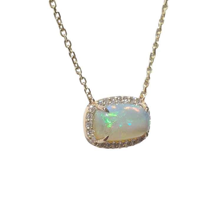 RK (X) 14KY 4.37CT AAA OPAL .51CT DIA VVS E 18IN CABLE CHAIN