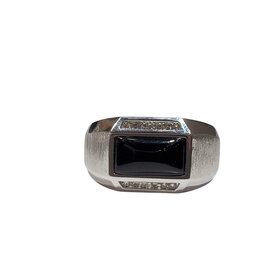(Y) 925 0.15CTW DIA ONYX MEN RING