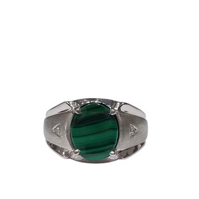 (Y) 925 MALACHITE DIA  MEN RING