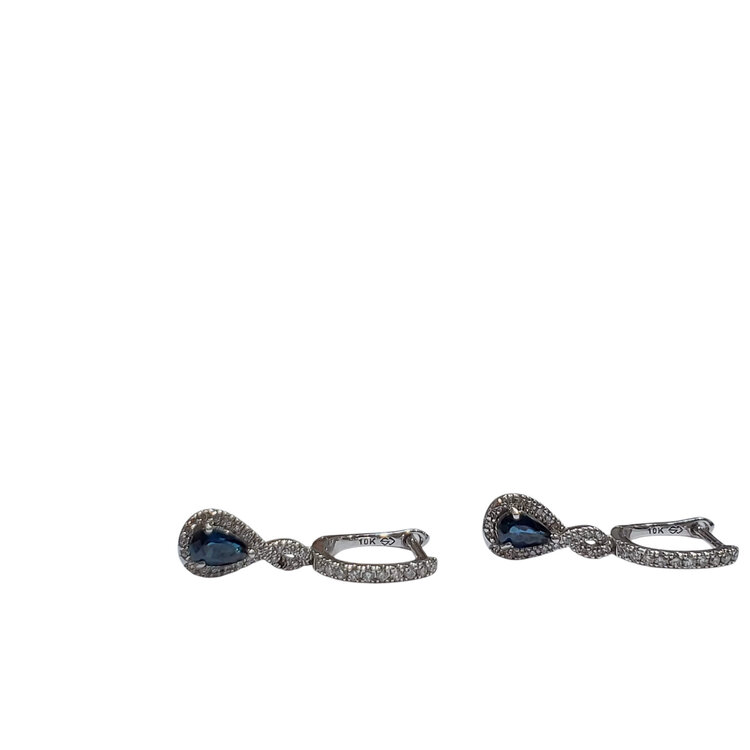 (Y) 10K 0.20CTW DIA SAPH DANGLE EARRINGS