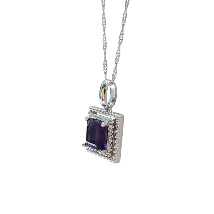 GBC (Y) 14K 1.03CT AMETHYST .06TDW HALO PENDENT