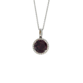 GBC (Y) 14K 3.71CT GARNET .15TDW HALO PENDENT