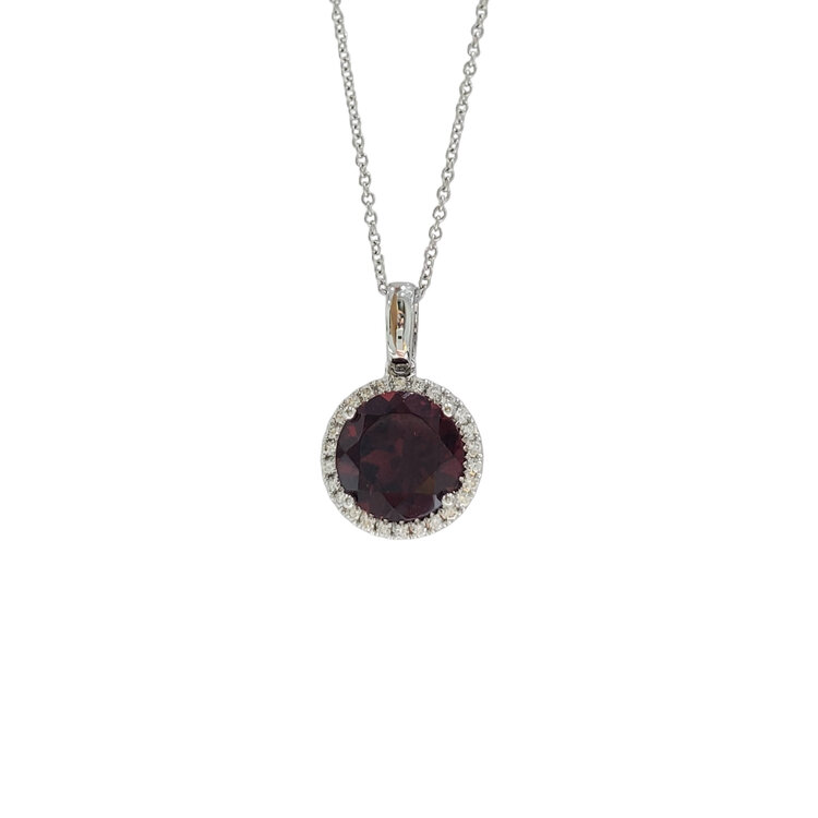 GBC (Y) 14K 3.71CT GARNET .15TDW HALO PENDENT