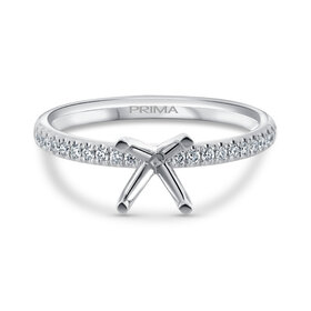 PRIMA NEW YORK (R) 14K .22CT WHITE GOLD 34 DIAMONDS PRONG SET SEMI MOUNT