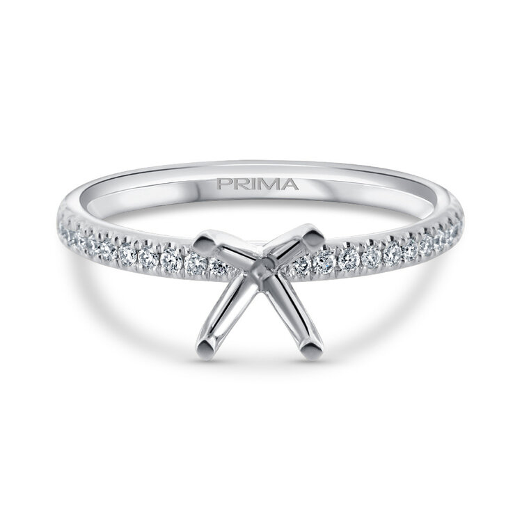 PRIMA NEW YORK (R) 14K .22CT WHITE GOLD 34 DIAMONDS PRONG SET SEMI MOUNT