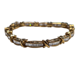 (Y) 14K 3CT BAGUETTE DIAMOND TENNIS BRACELET YELLOW GOLD