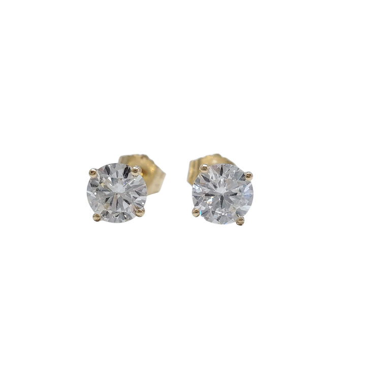 DS DESIGN (Y)14KY 1.25CT LAB GROWN 4 PRONG PUSH BACK STUDS