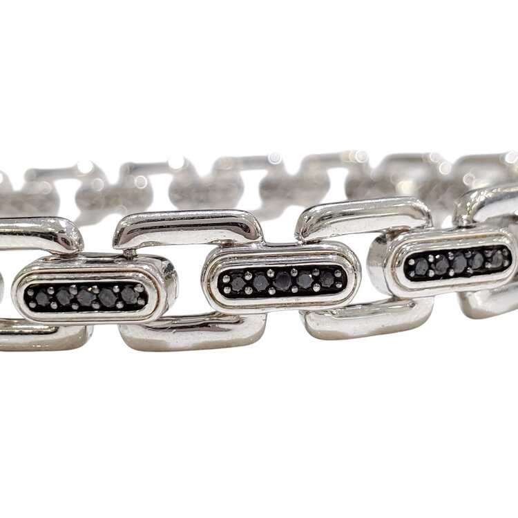 (Y) 925 SILVER 1CT BLACK DIAMOND MENS BRACELET