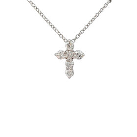 FJ Kashi M(Y)14K .30CT SI1 G MINI CROSS PENDANT 6 DIAMONDS