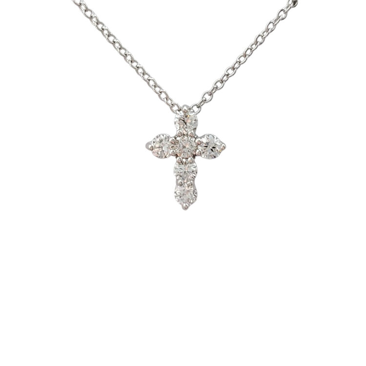 FJ Kashi M(Y)14K .30CT SI1 G MINI CROSS PENDANT 6 DIAMONDS