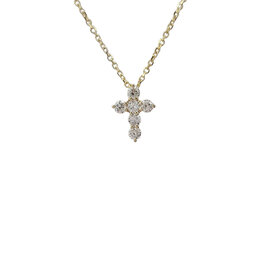 FJ Kashi (Y)14KY .30CT SI1 G MINI CROSS PENDANT 6 DIAMONDS