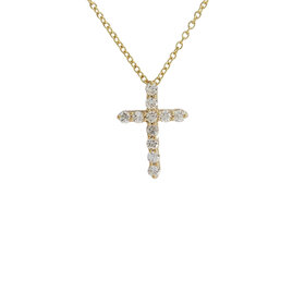 FJ Kashi M(Y)14KY .30CT CROSS PENDANT 11 DIAMONDS