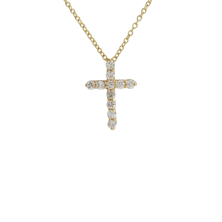FJ Kashi M(Y)14KY .30CT CROSS PENDANT 11 DIAMONDS