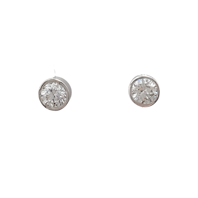 FJ Kashi M(Y)14K .48CT SI2 GH RD BEZEL SET STUDS
