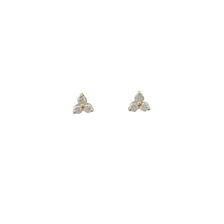 FJ Kashi M(Y)14KY .20CT 3 STONE CLUSTER EARRINGS