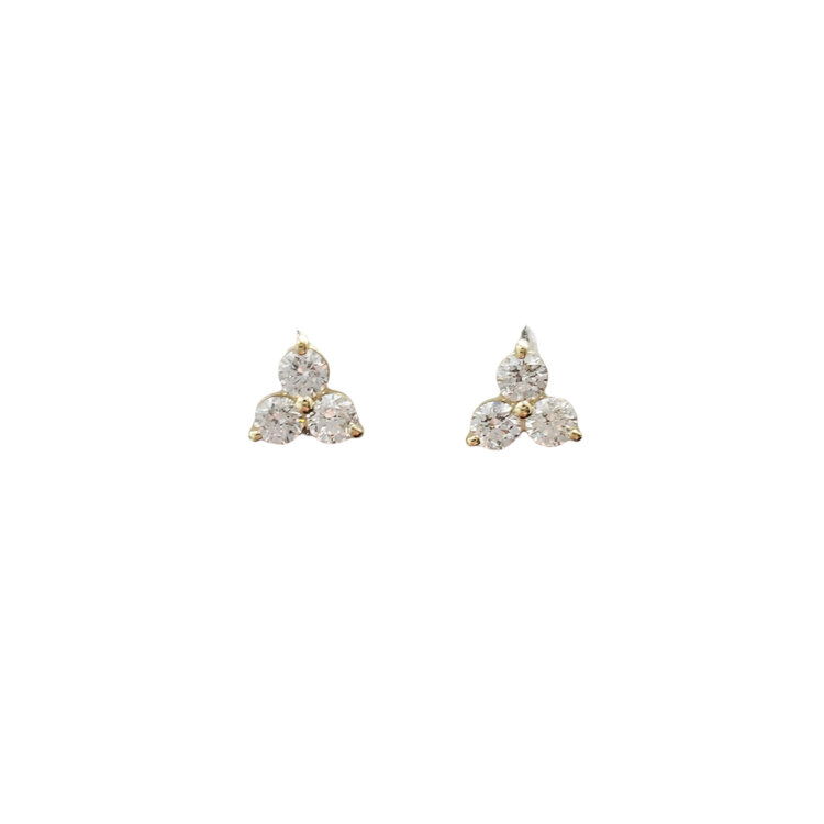 FJ Kashi M(Y)14KY .59CT 3 STONE CLUSTER EARRINGS