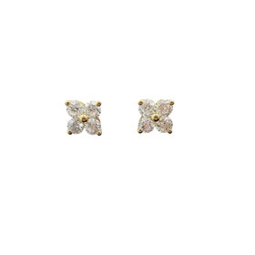 FJ Kashi M(Y)14KY .98CT 4 STONE CLUSTER EARRINGS