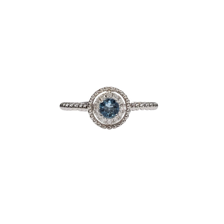 GBC (R) 14K .15CT AQUA .04TDW RING