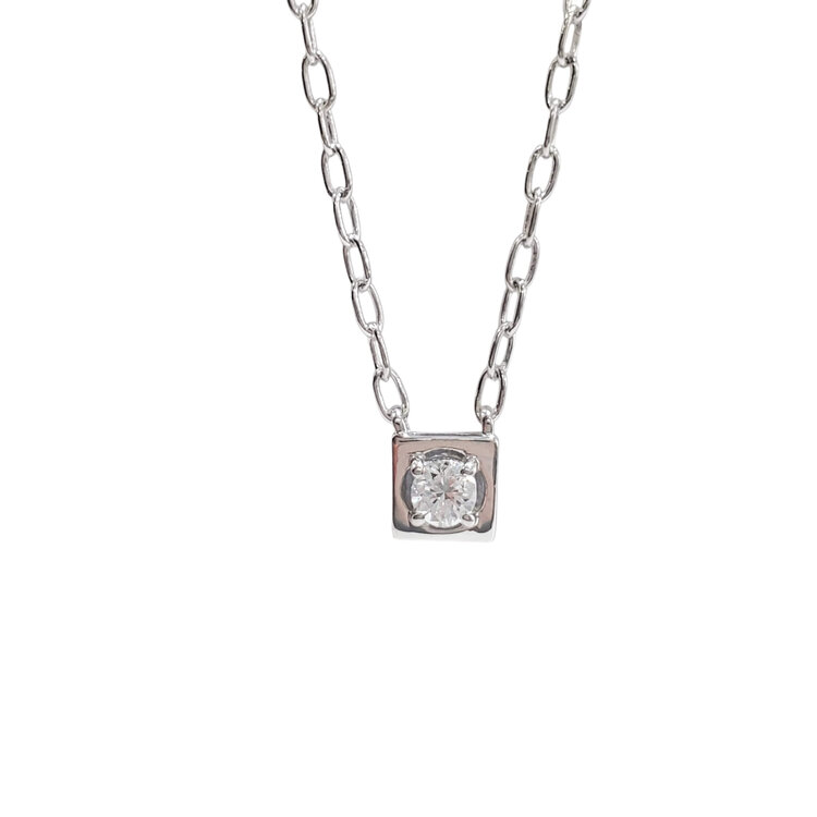 (Z) 925 .74CT LAB GROWN SQUARE PLATE NECKLACE