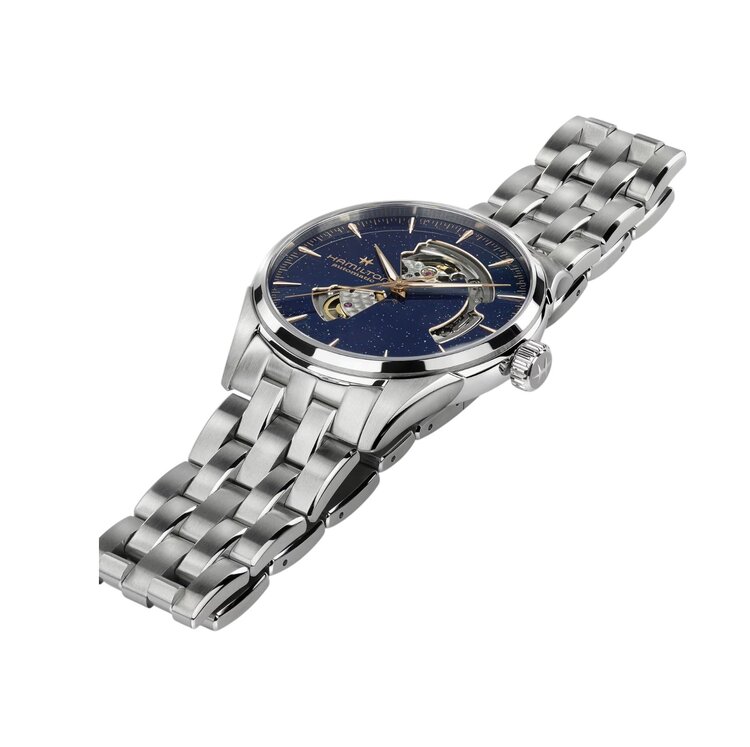 Hamilton HAMILTON JAZZ MASTER OPEN HEART/ Reference H32705140 / Caliber H-10 / Collection Jazzmaster /Movement Automatic/Case size 42MM/Thickness 11.4MM/Dial Color Blue Aventurine/Case Stainless Steel/Crystal Sapphire/80 hr pwr