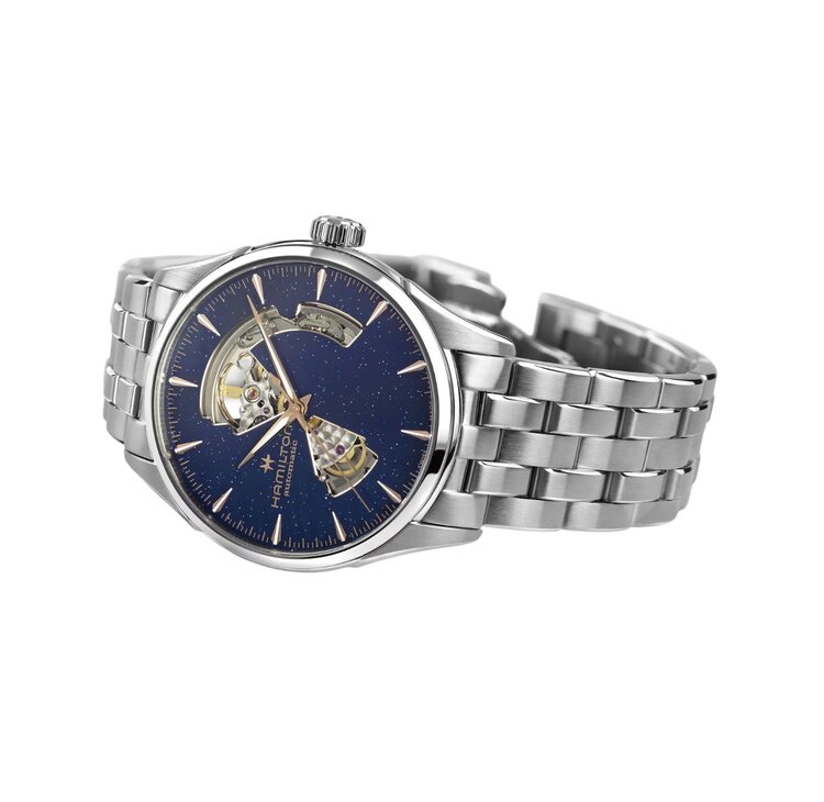 Hamilton HAMILTON JAZZ MASTER OPEN HEART/ Reference H32705140 / Caliber H-10 / Collection Jazzmaster /Movement Automatic/Case size 42MM/Thickness 11.4MM/Dial Color Blue Aventurine/Case Stainless Steel/Crystal Sapphire/80 hr pwr