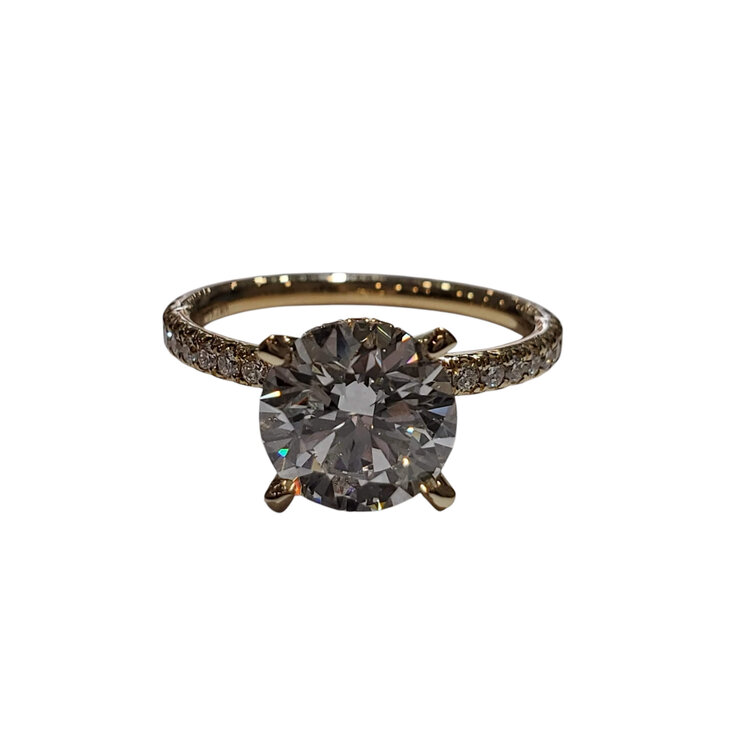 (Y) 14KY 2.22CT VVS2 F LAB GROWN ROUND .50CT HIDDEN HALO ENGAGEMENT RING IGI#611367234