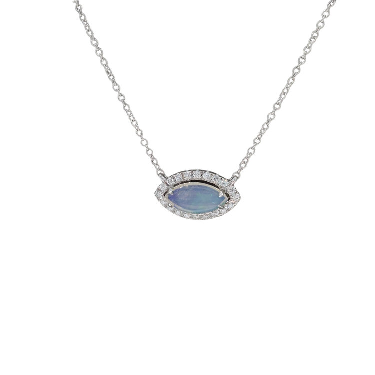 Gordon Brothers Company (Y) 14K 1CT OP .27DIA WHITE GOLD OPAL AND DIAMOND NECKLACE