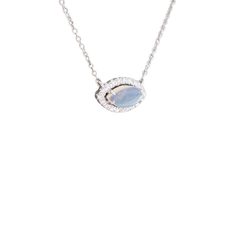 Gordon Brothers Company (Y) 14K 1CT OP .27DIA WHITE GOLD OPAL AND DIAMOND NECKLACE
