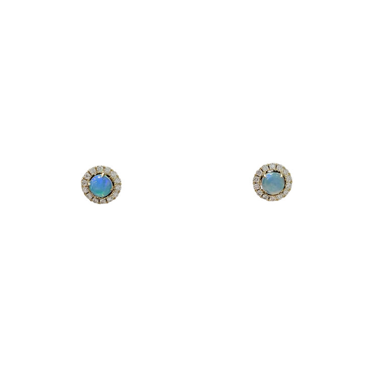 GBC (R) 14KY .73CT OPAL .33CT DIAMOND HALO STUD EARRINGS