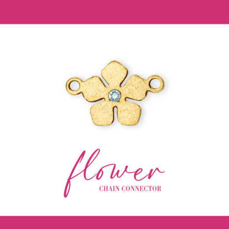 SUNSTONE (Y) 14K GF TOPAZ & FLOWER CHARM GOLD FILLED WITH WHITE TOPAZ