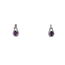 (Y) 10K AMETHYST .06TDW DANGLE EARRINGS