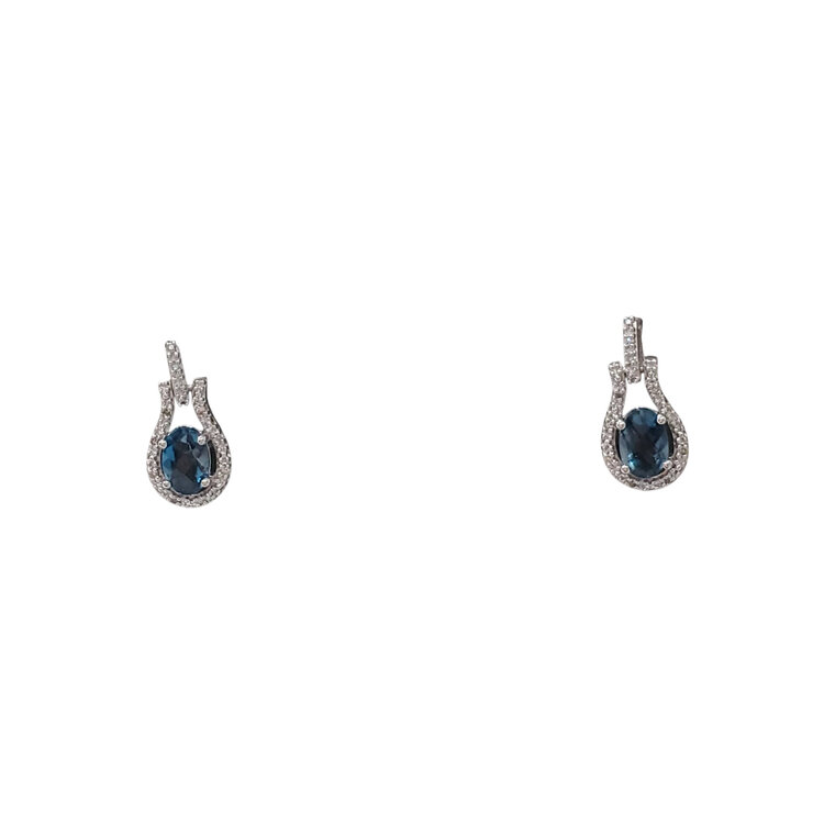 (Y) 10K BL TOPAZ .06TDW DANGLE EARRINGS