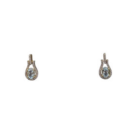 CB (Y) 10KY AQUAMARINE .06TDW DANGLE EARRINGS