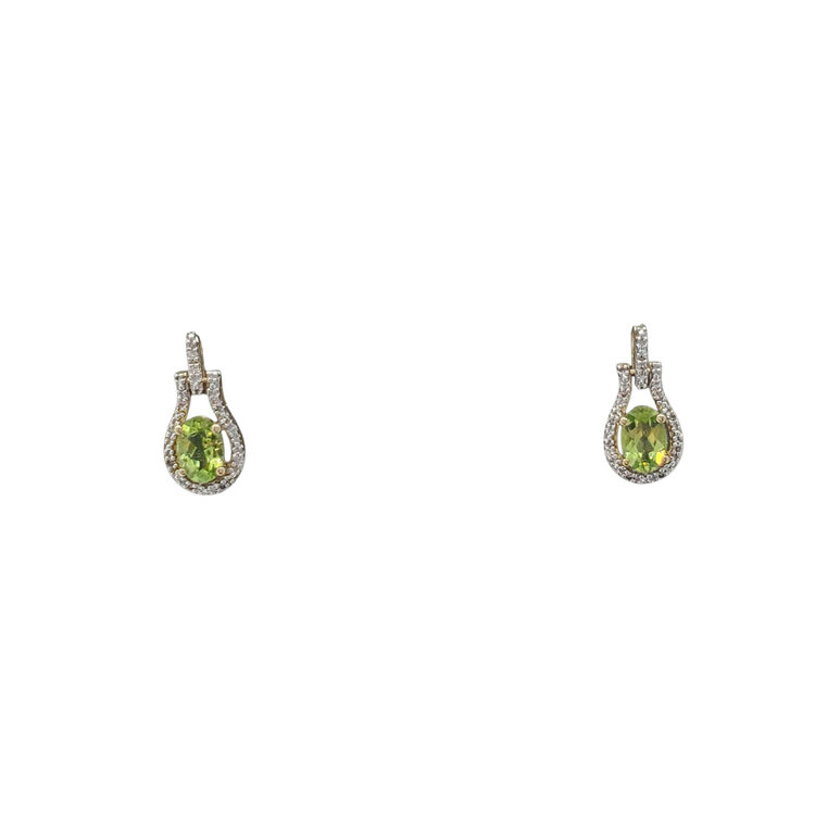 CB (Y) 10KY PERIDOT .06TDW DANGLE EARRINGS