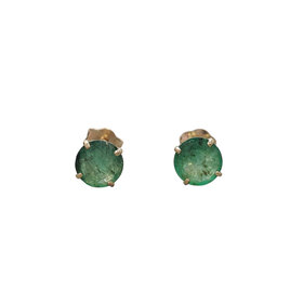 (Y) 14KY 1.00CT EMERALD FOUR PRONG STUD EARRINGS