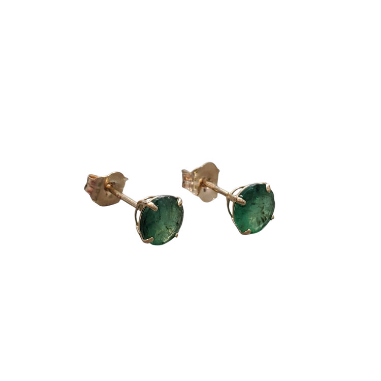 (Y) 14KY 1.00CT EMERALD FOUR PRONG STUD EARRINGS