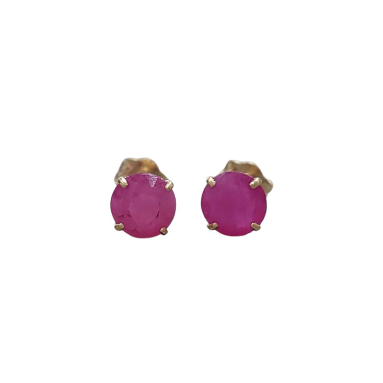 (Y) 14KY 1.00CT RUBY FOUR PRONG STUD EARRINGS