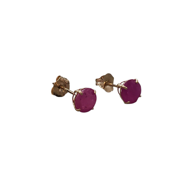 (Y) 14KY 1.00CT RUBY FOUR PRONG STUD EARRINGS