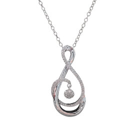 TRANSELCO (Z) 925 .18CT  DIAMOND MUSICAL NOTE PENDANT